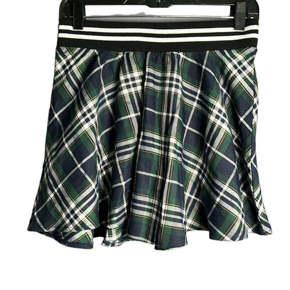 Bongo Blue and Green Plaid Mini Swing Skirt Elastic Waistband Size Medium - Picture 1 of 9